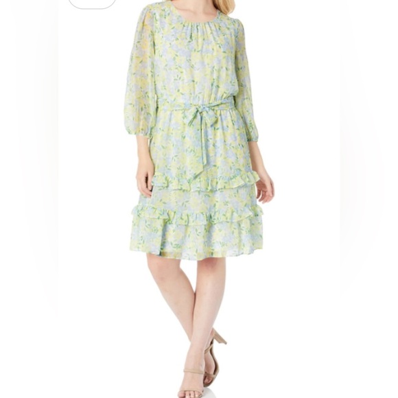 Calvin Klein Dresses & Skirts - Calvin Klein Pastel Floral Tiered Ruffle Dress